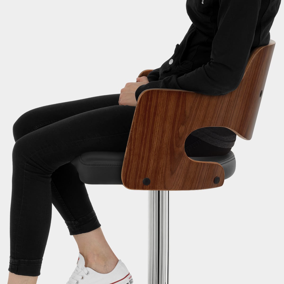 Amazon Walnut Bar Stool Black Seat Image