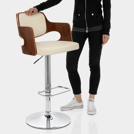 Amazon Walnut Bar Stool Cream Features Image