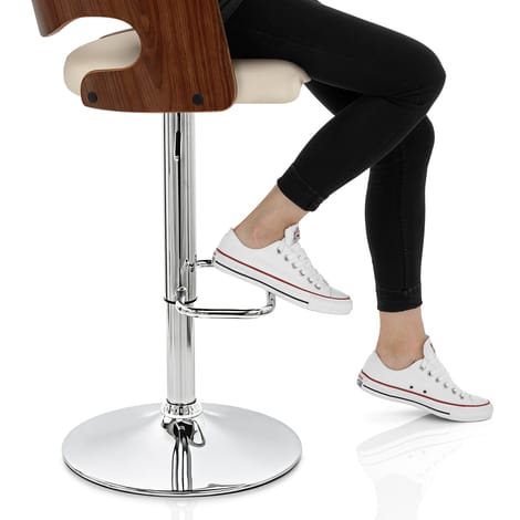 Amazon Walnut Bar Stool Cream Frame Image