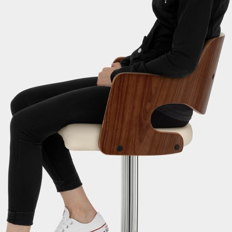 Amazon Walnut Bar Stool Cream Seat Image