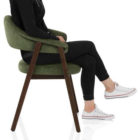 Amber Dark Oak Chair Green Fabric Frame Image