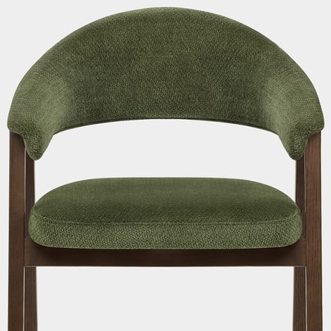Amber Dark Oak Chair Green Fabric Seat Image