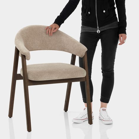 Amber Dark Oak Chair Tweed Fabric Features Image