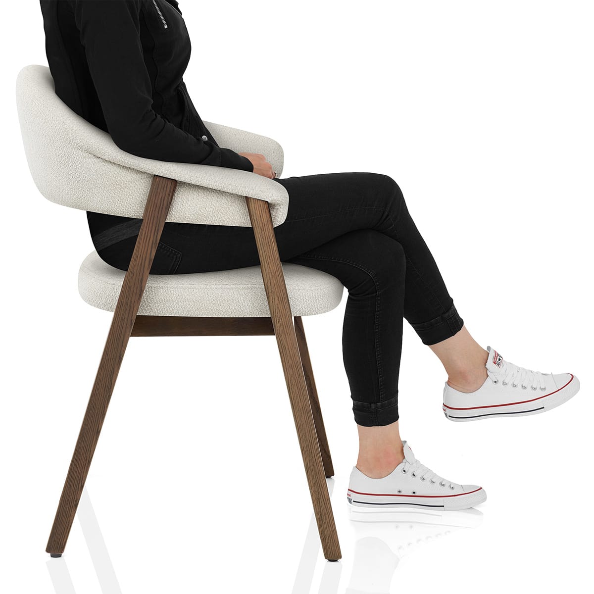 Amber Light Oak Chair Ivory Fabric Frame Image