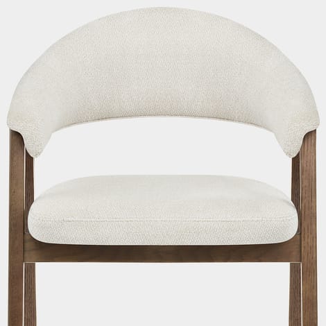 Amber Light Oak Chair Ivory Fabric Seat Image