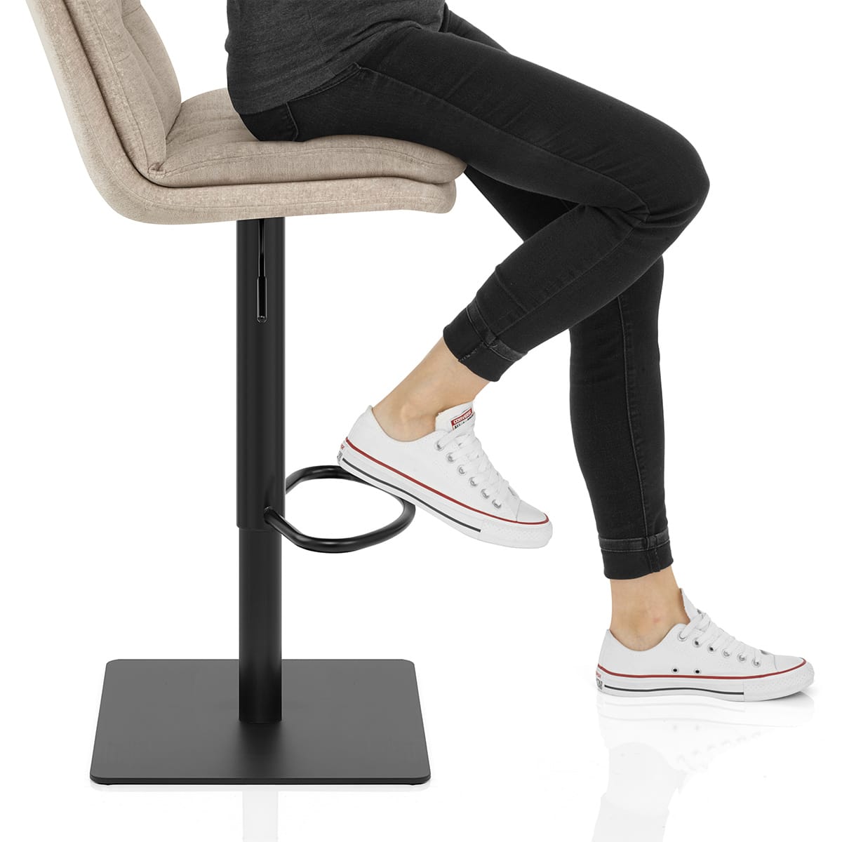 Angelo Bar Stool Beige Fabric Frame Image