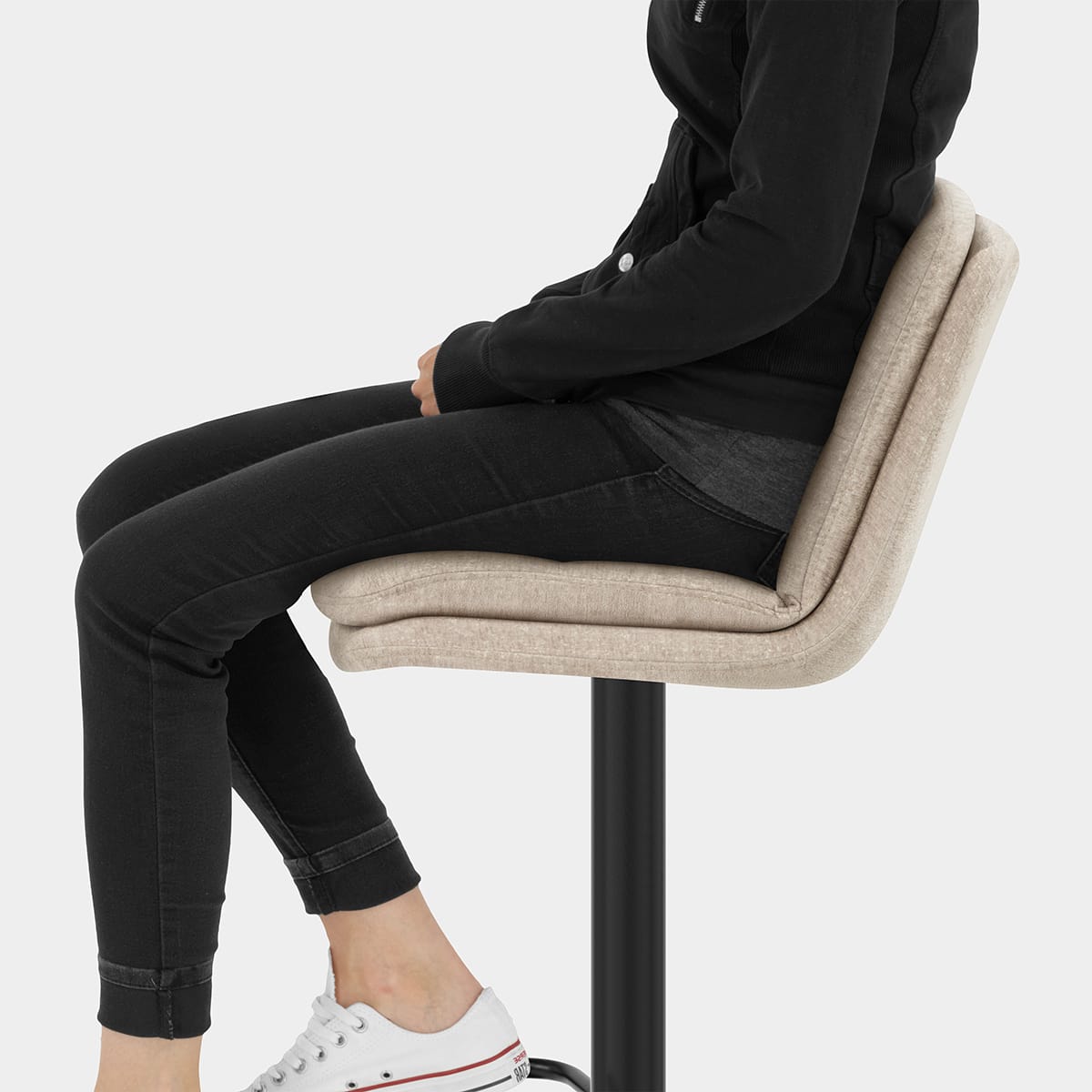 Angelo Bar Stool Beige Fabric Seat Image