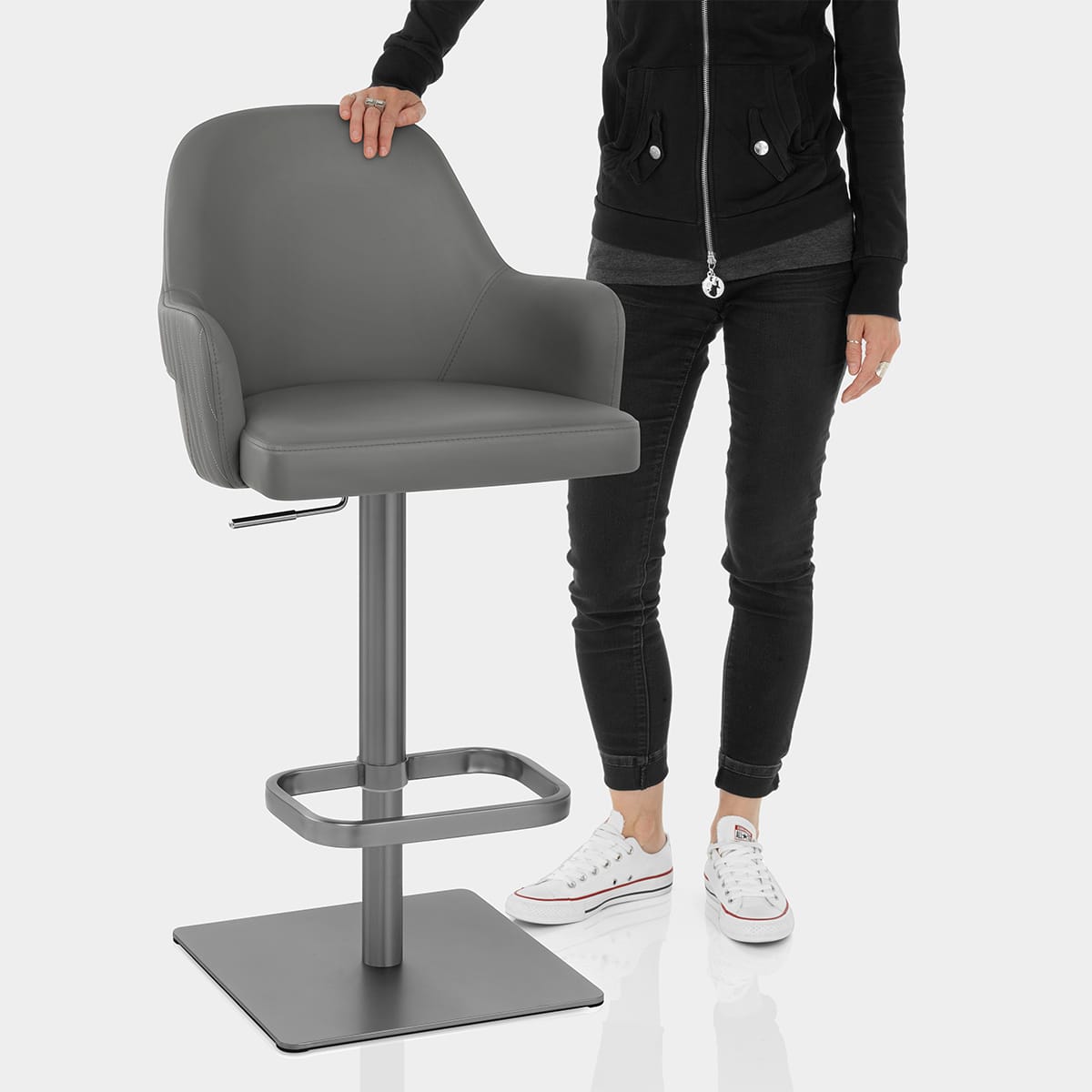 Antonia Graphite Stool Dark Grey Features Image