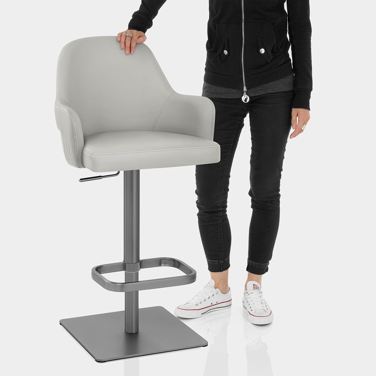 Antonia Graphite Stool Light Grey Features Image