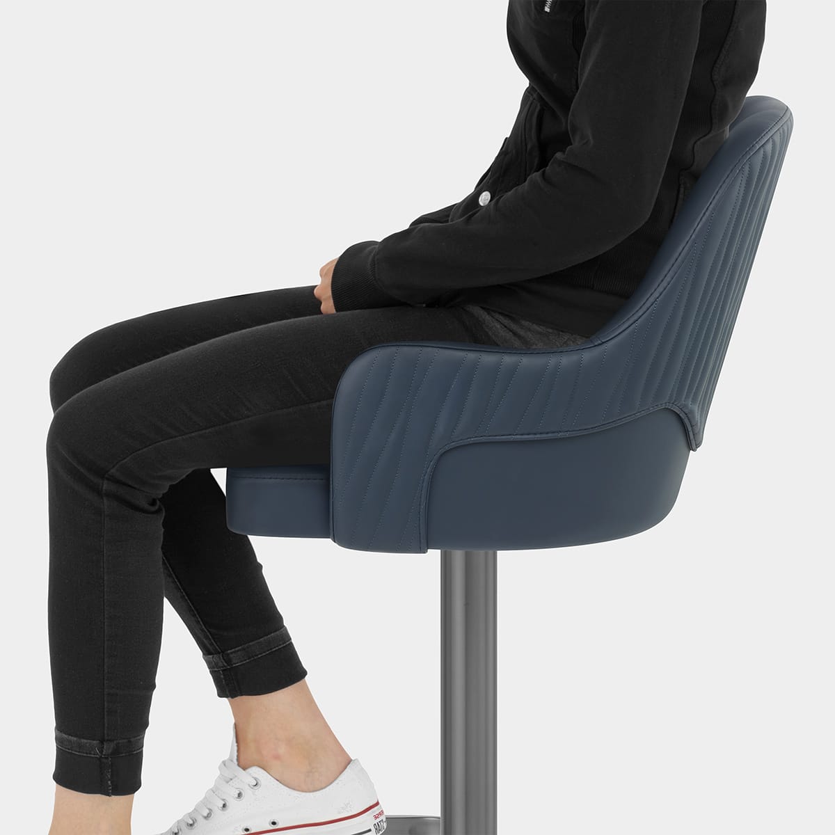 Antonia Graphite Stool Navy Blue Seat Image