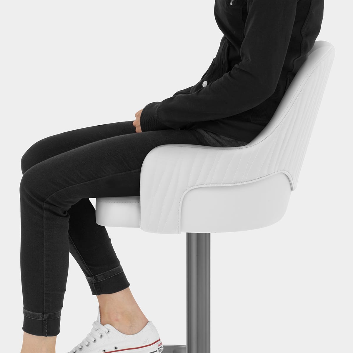 Antonia Graphite Stool White Seat Image