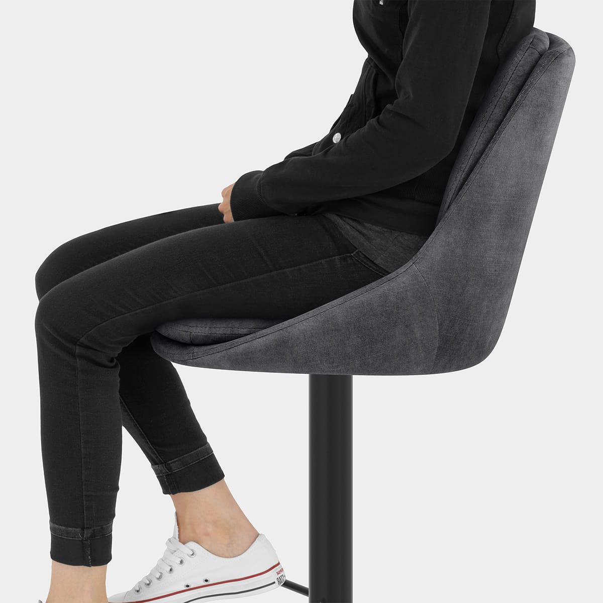 Aria Bar Stool Charcoal Velvet Seat Image