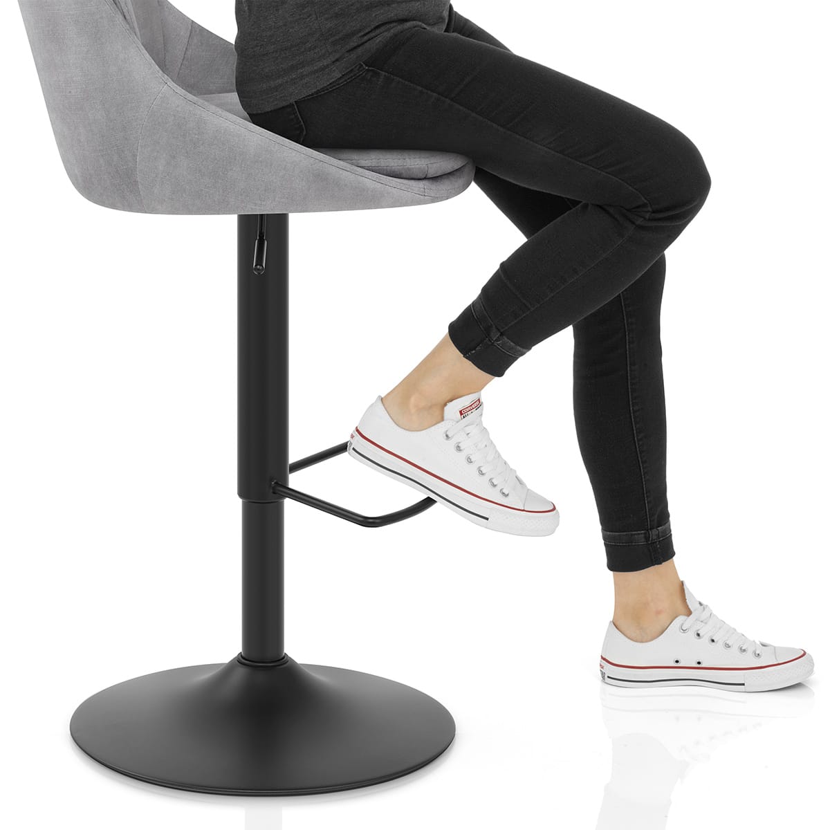 Aria Bar Stool Grey Velvet Frame Image