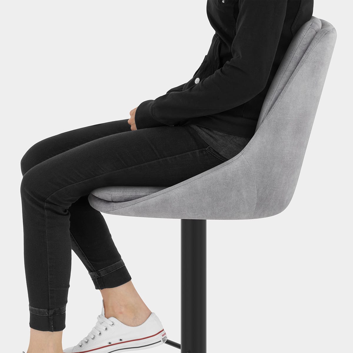 Aria Bar Stool Grey Velvet Seat Image