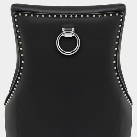 Ascot Oak Dining Chair Black Leather Seat Image