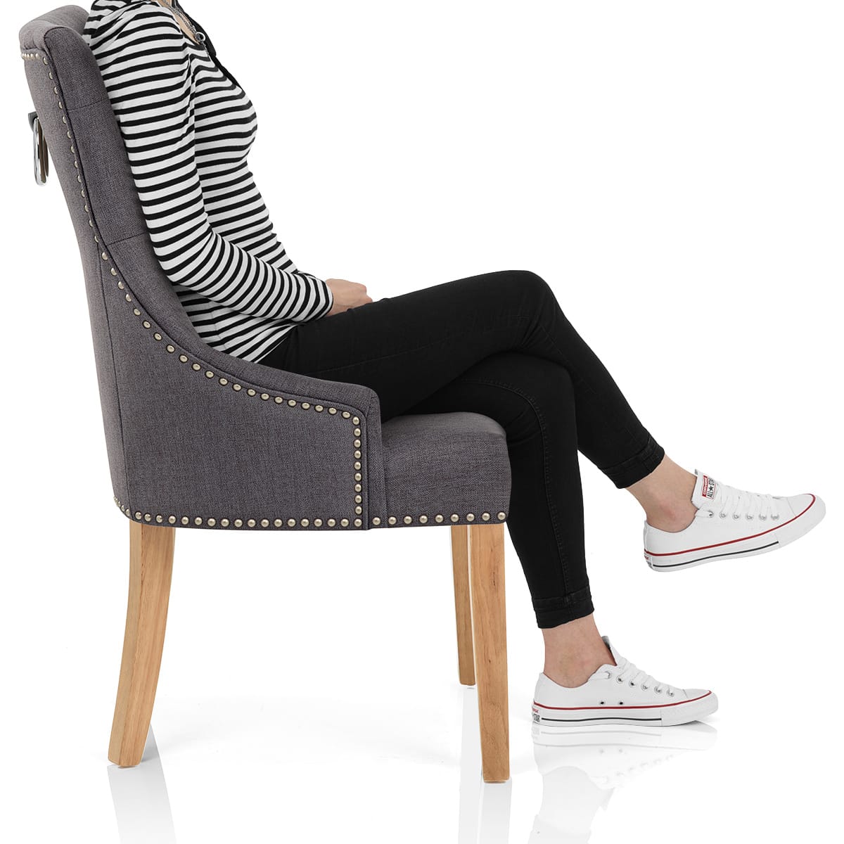 Ascot Oak Dining Chair Charcoal Fabric Frame Image