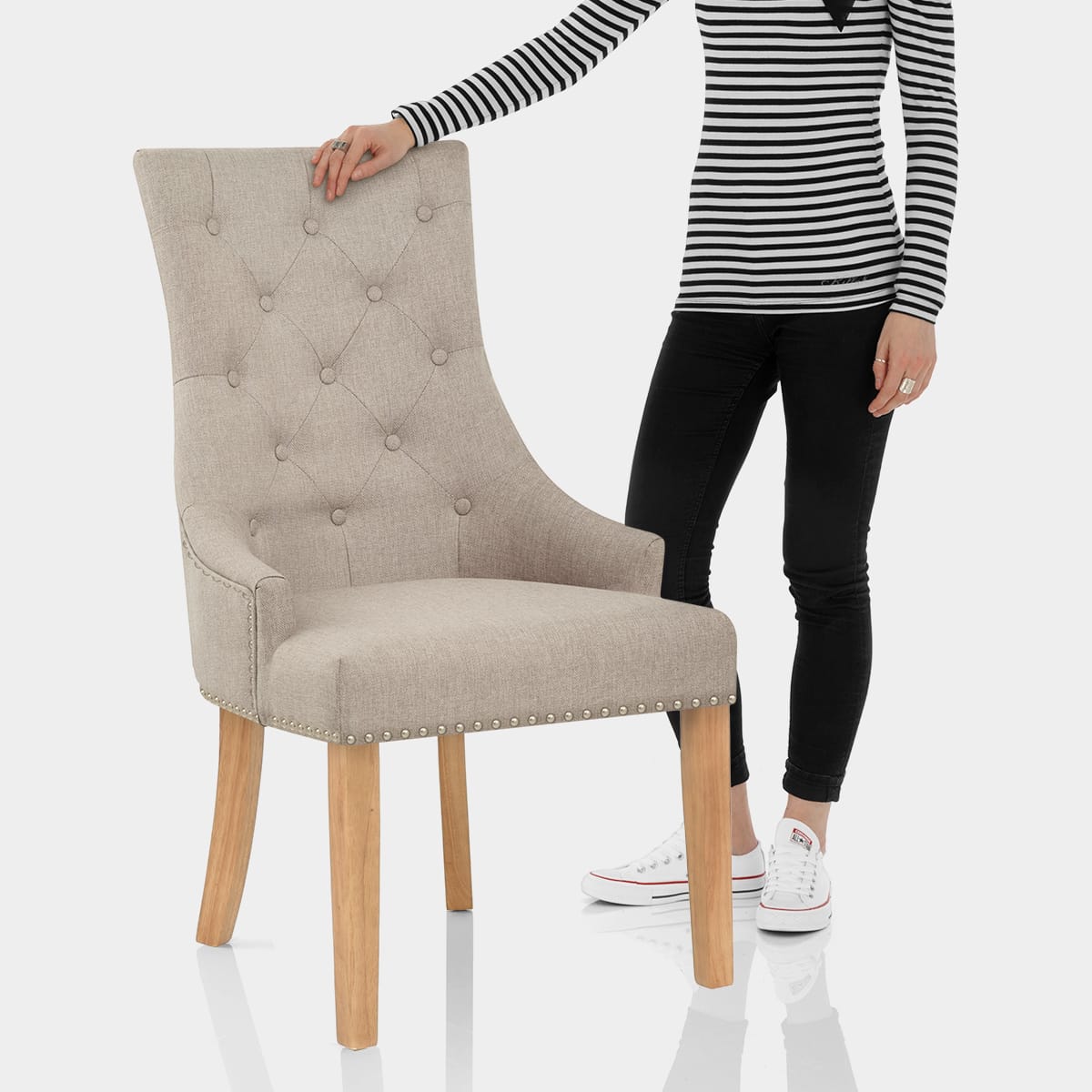 Ascot Oak Dining Chair Tweed Fabric Features Image