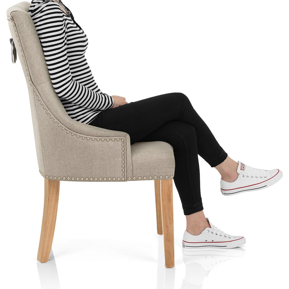 Ascot Oak Dining Chair Tweed Fabric Frame Image