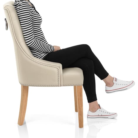 Ascot Oak Dining Chair Cream Leather Frame Image