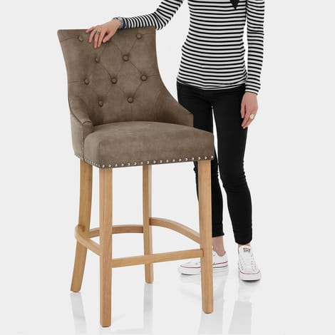 Ascot Oak Stool Antique Brown Features Image