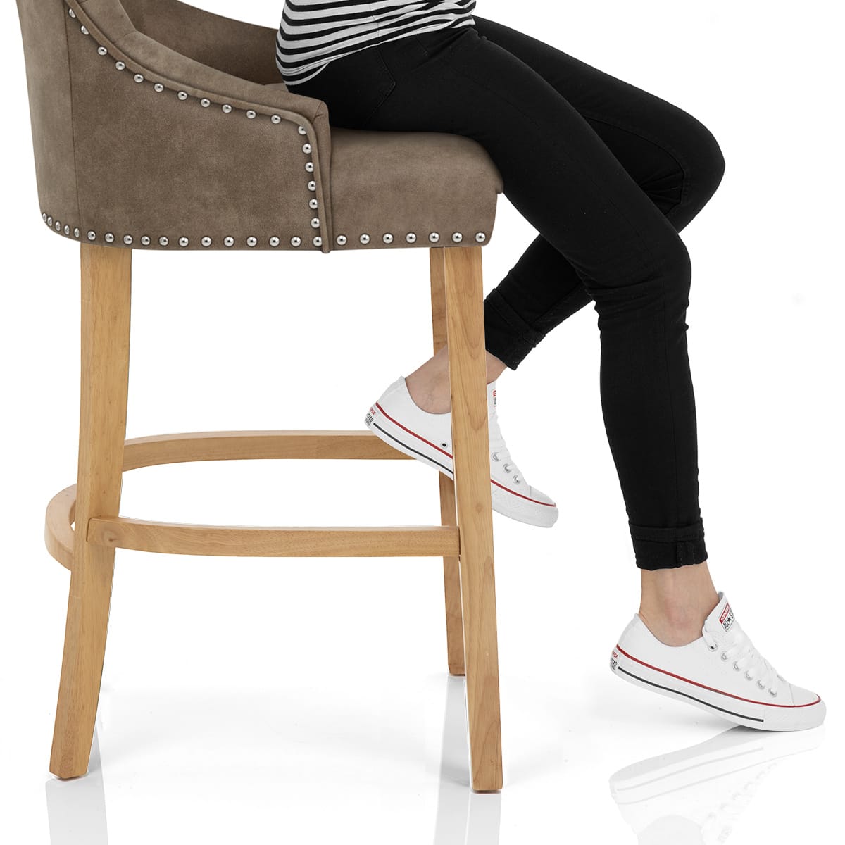 Ascot Oak Stool Antique Brown Frame Image