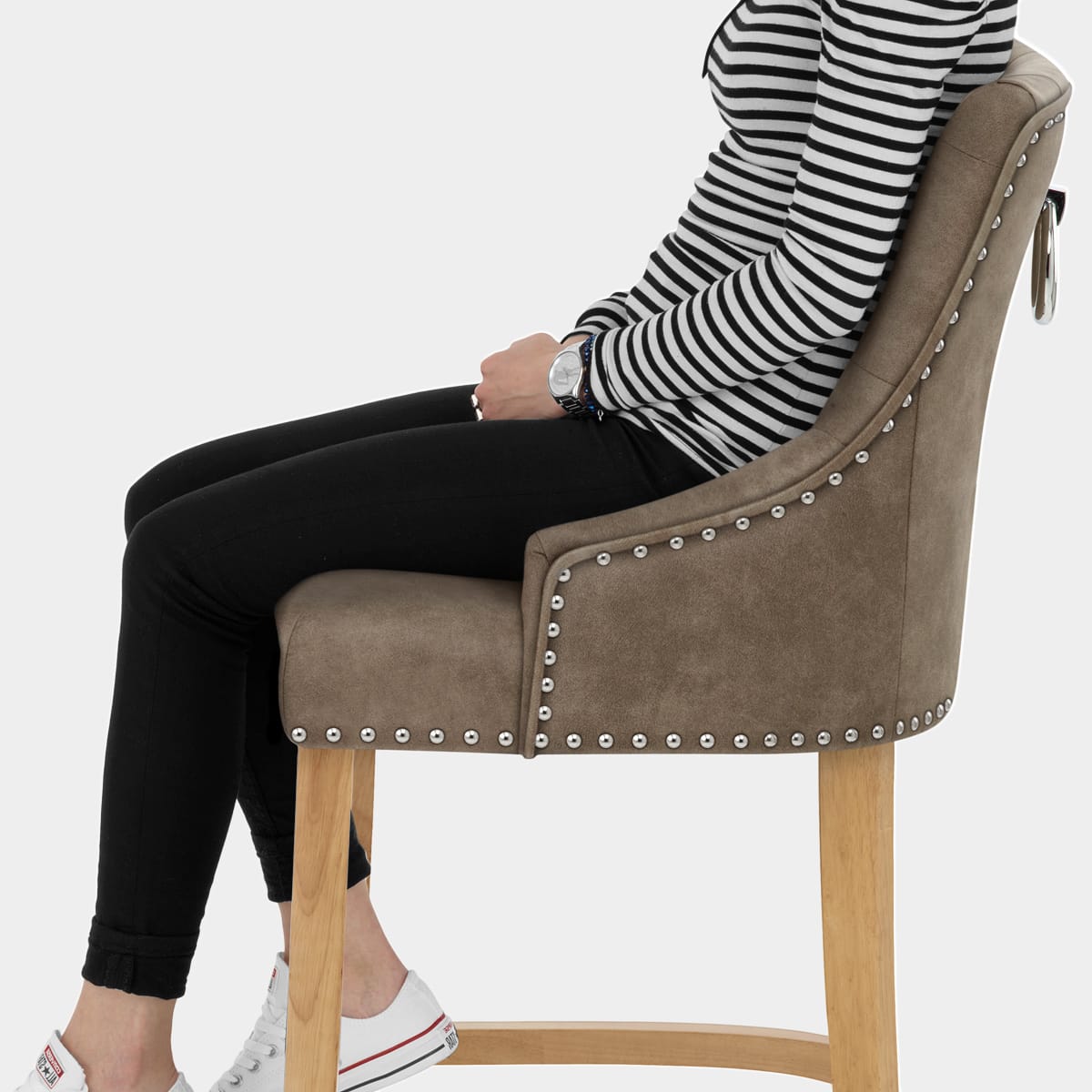 Ascot Oak Stool Antique Brown Seat Image