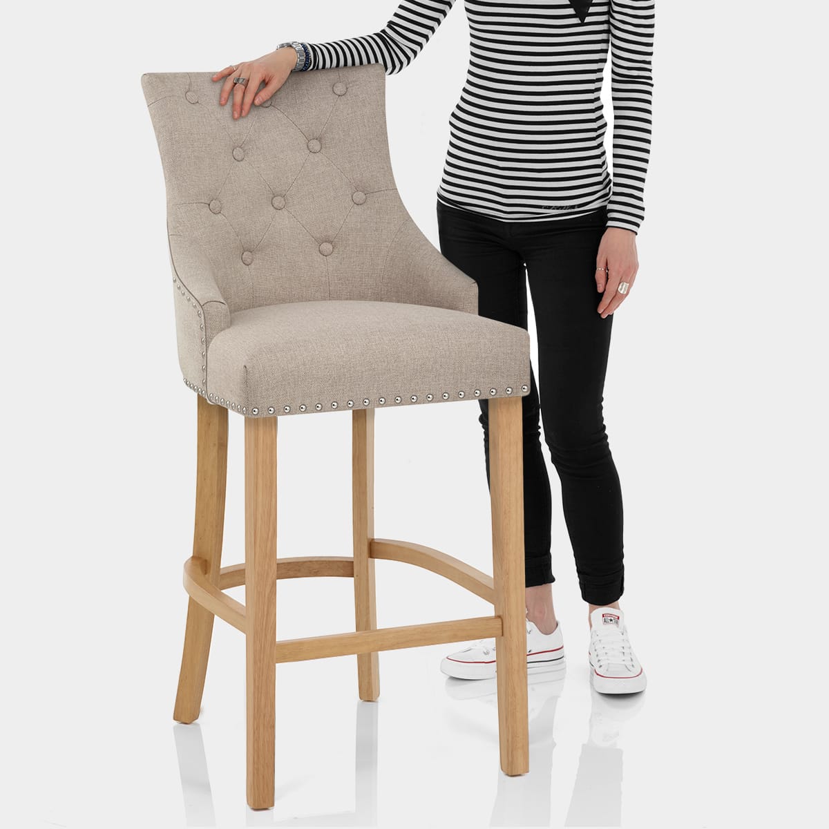 Ascot Oak Stool Tweed Fabric Features Image