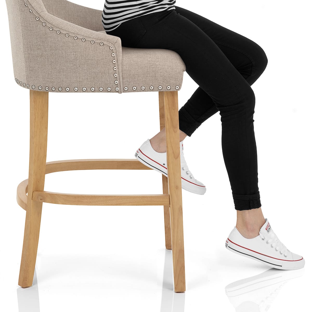 Ascot Oak Stool Tweed Fabric Frame Image