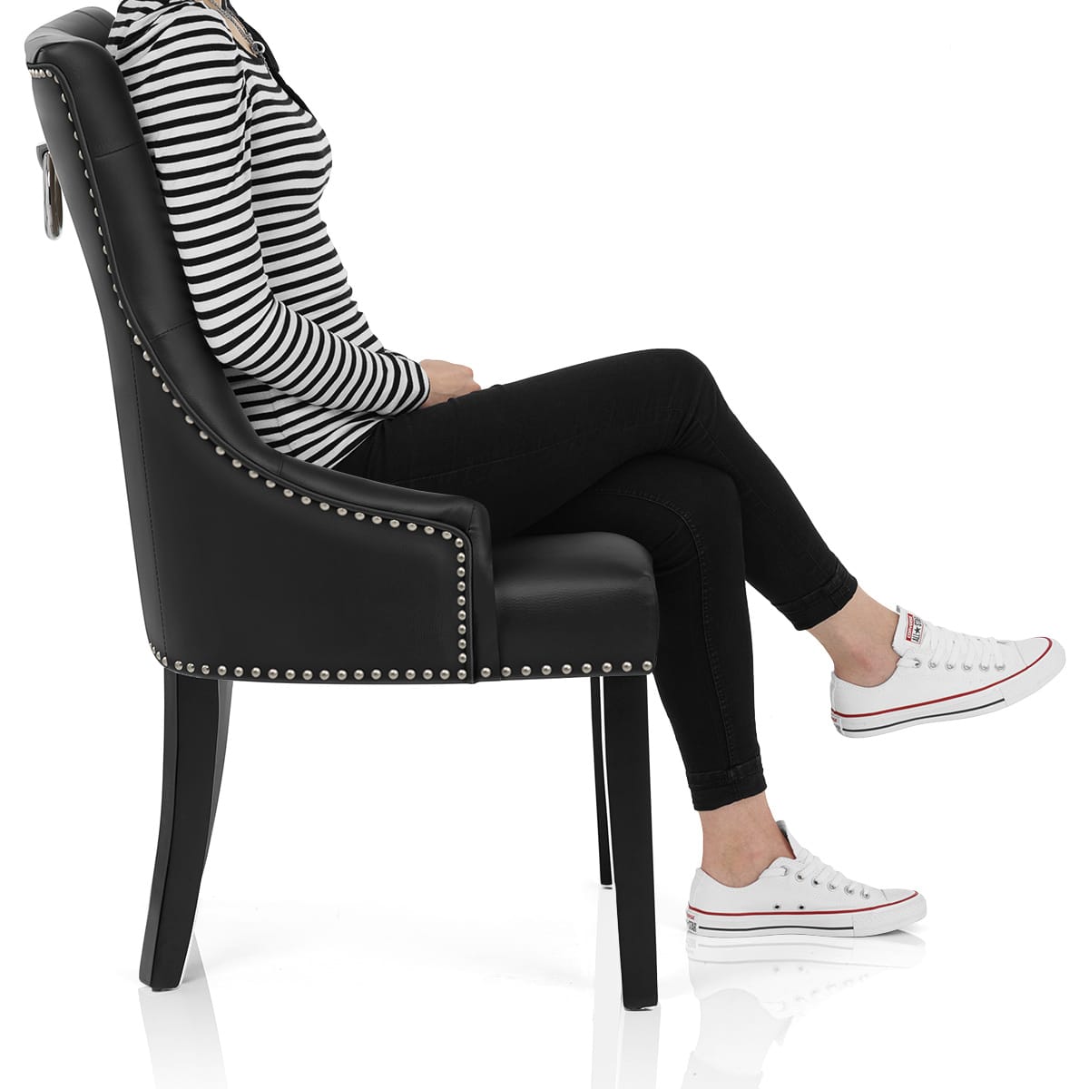 Ascot Dining Chair Black Leather Frame Image