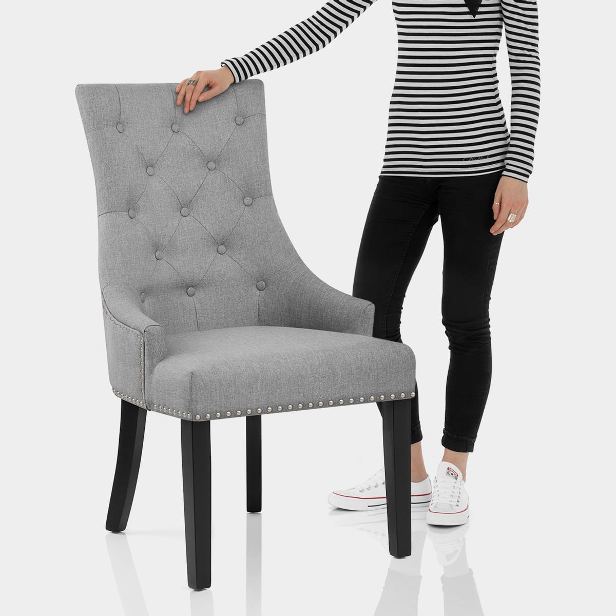 Ascot Dining Chair Grey Fabric Features Image