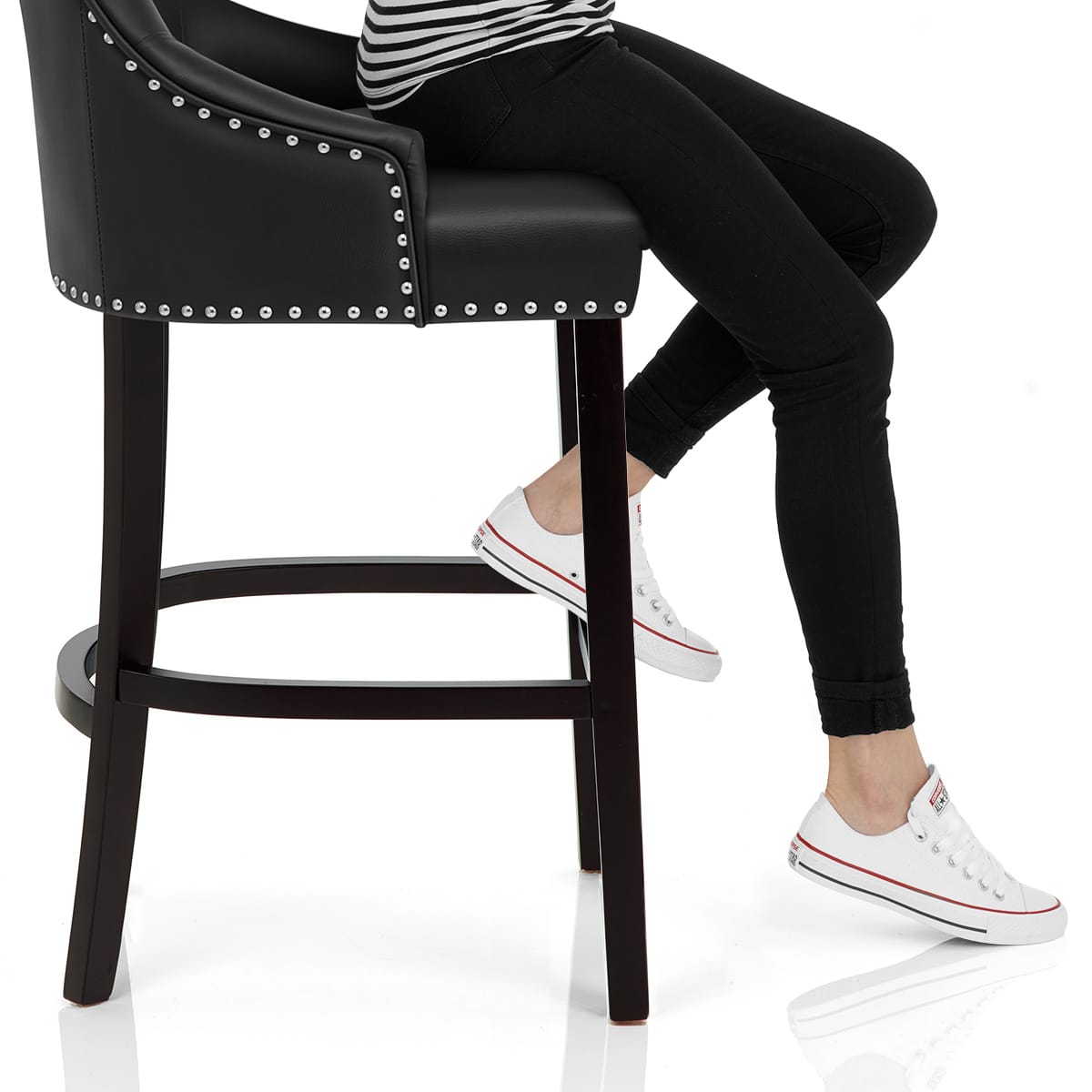 Ascot Bar Stool Black Leather Frame Image