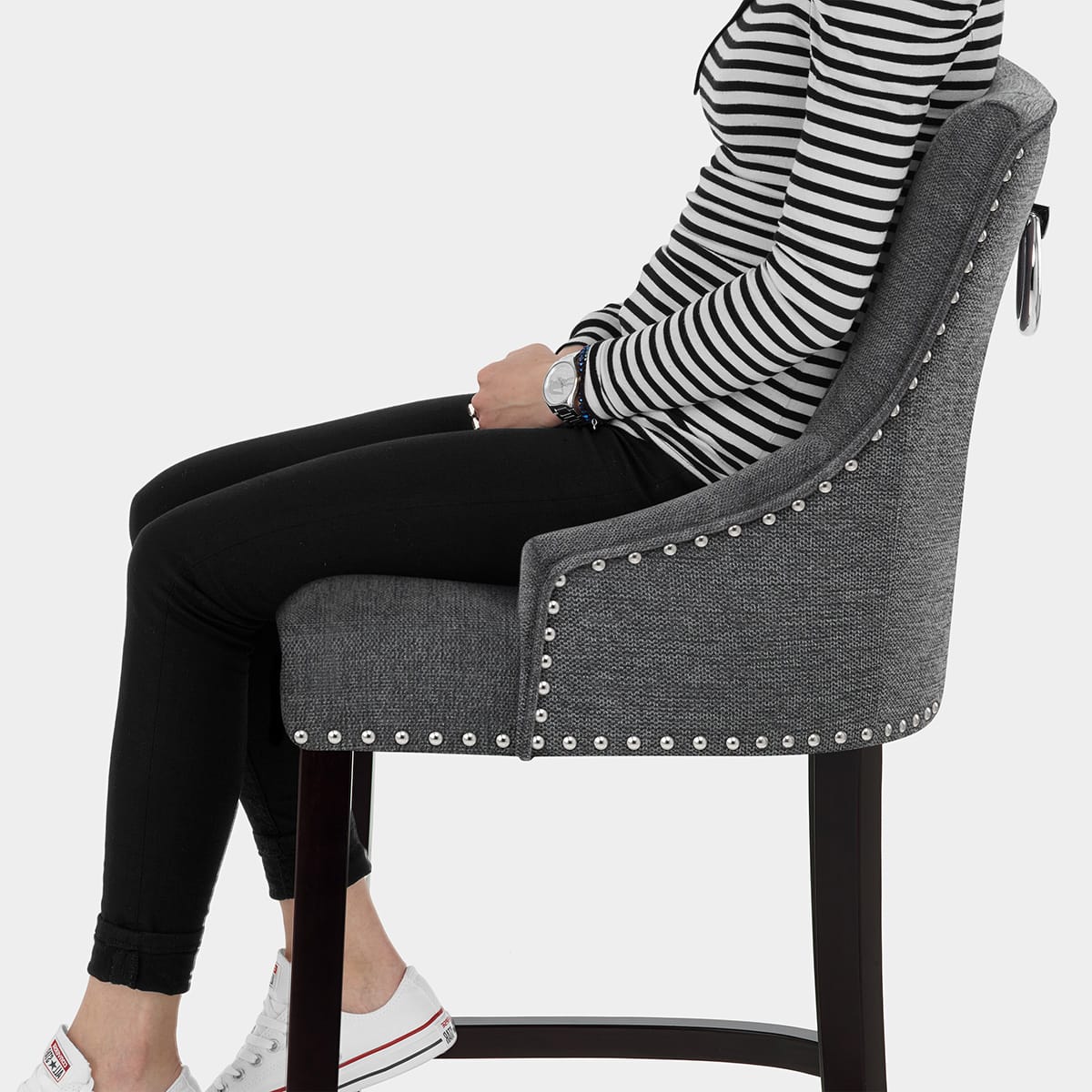 Ascot Bar Stool Charcoal Fabric Seat Image