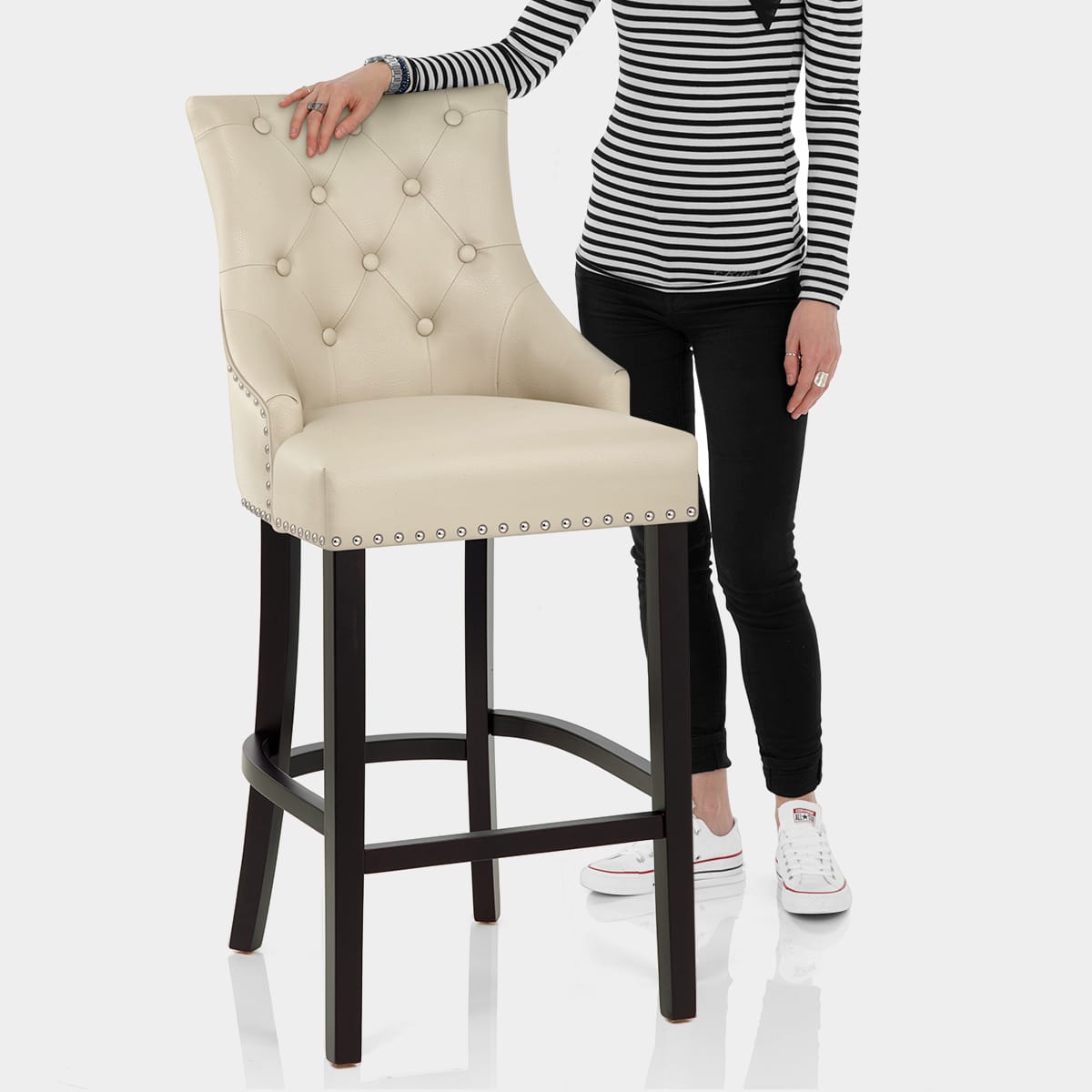 Ascot Bar Stool Cream Leather Features Image