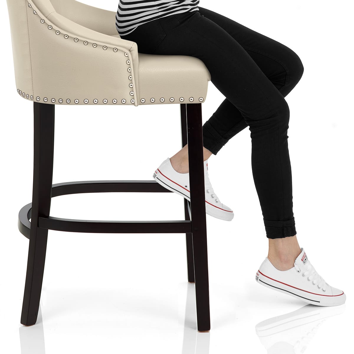 Ascot Bar Stool Cream Leather Frame Image