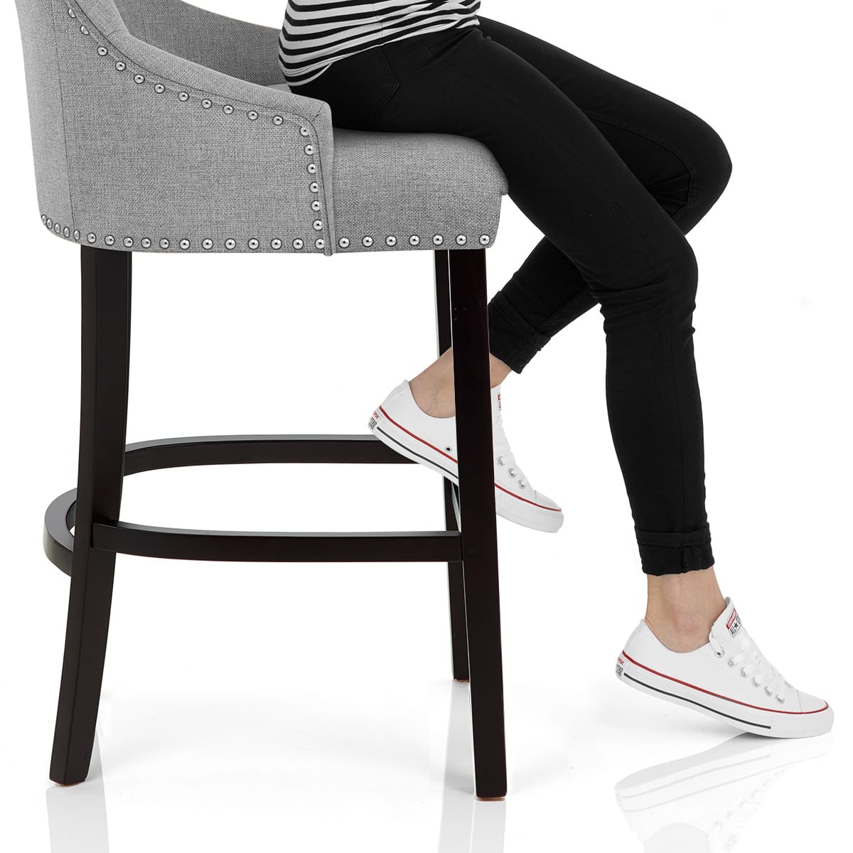 Ascot Bar Stool Grey Fabric Frame Image