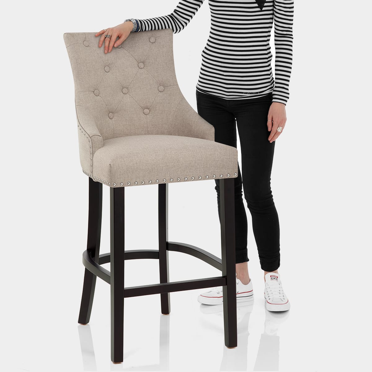 Ascot Bar Stool Tweed Fabric Features Image