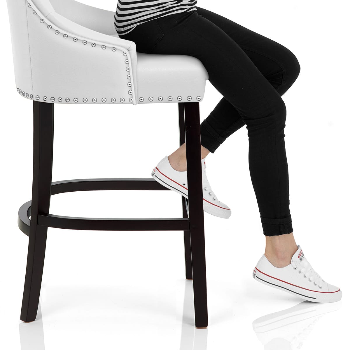 Ascot Bar Stool White Leather Frame Image