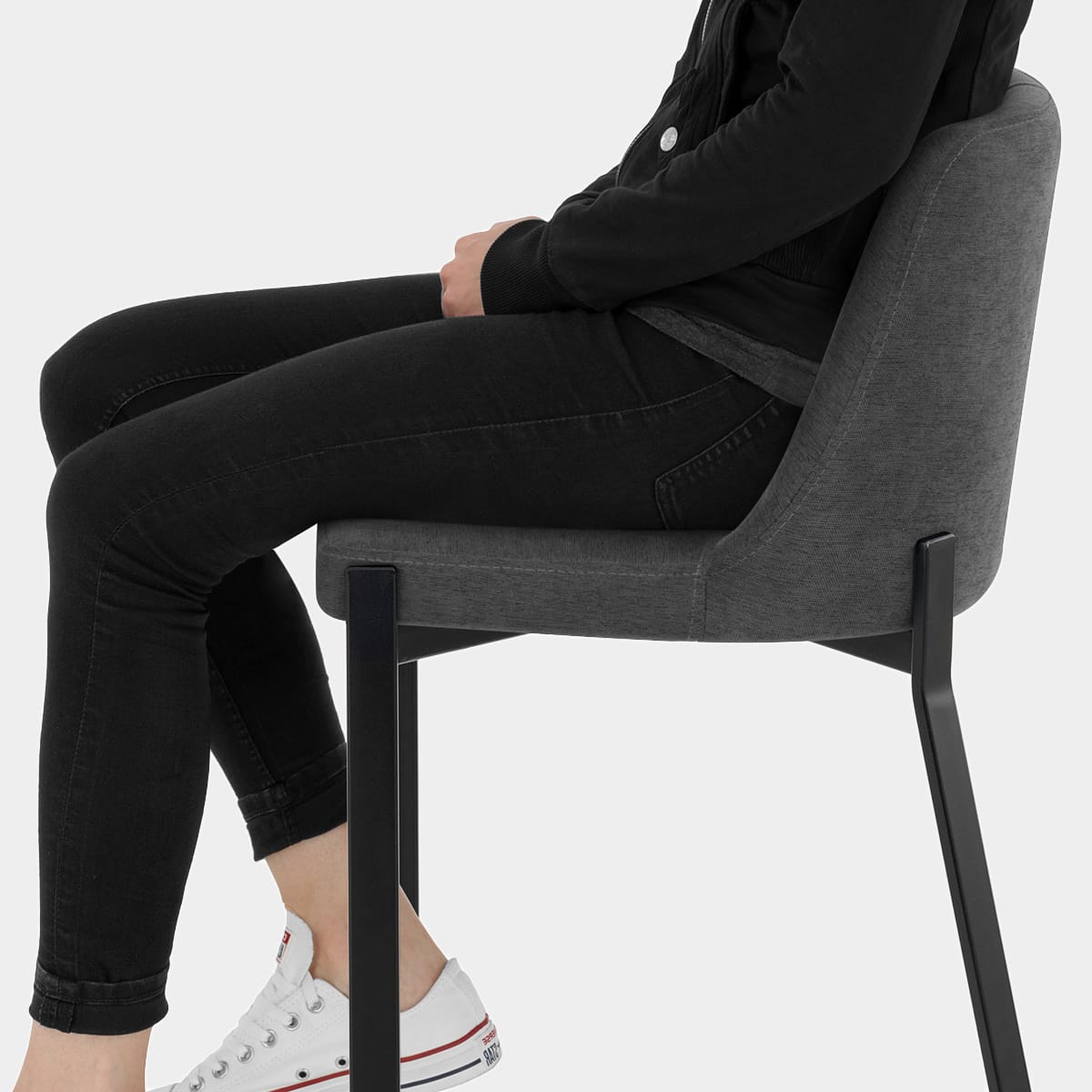Aspen Bar Stool Charcoal Fabric Seat Image