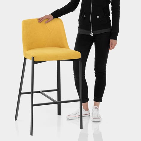 Aspen Bar Stool Yellow Fabric Features Image