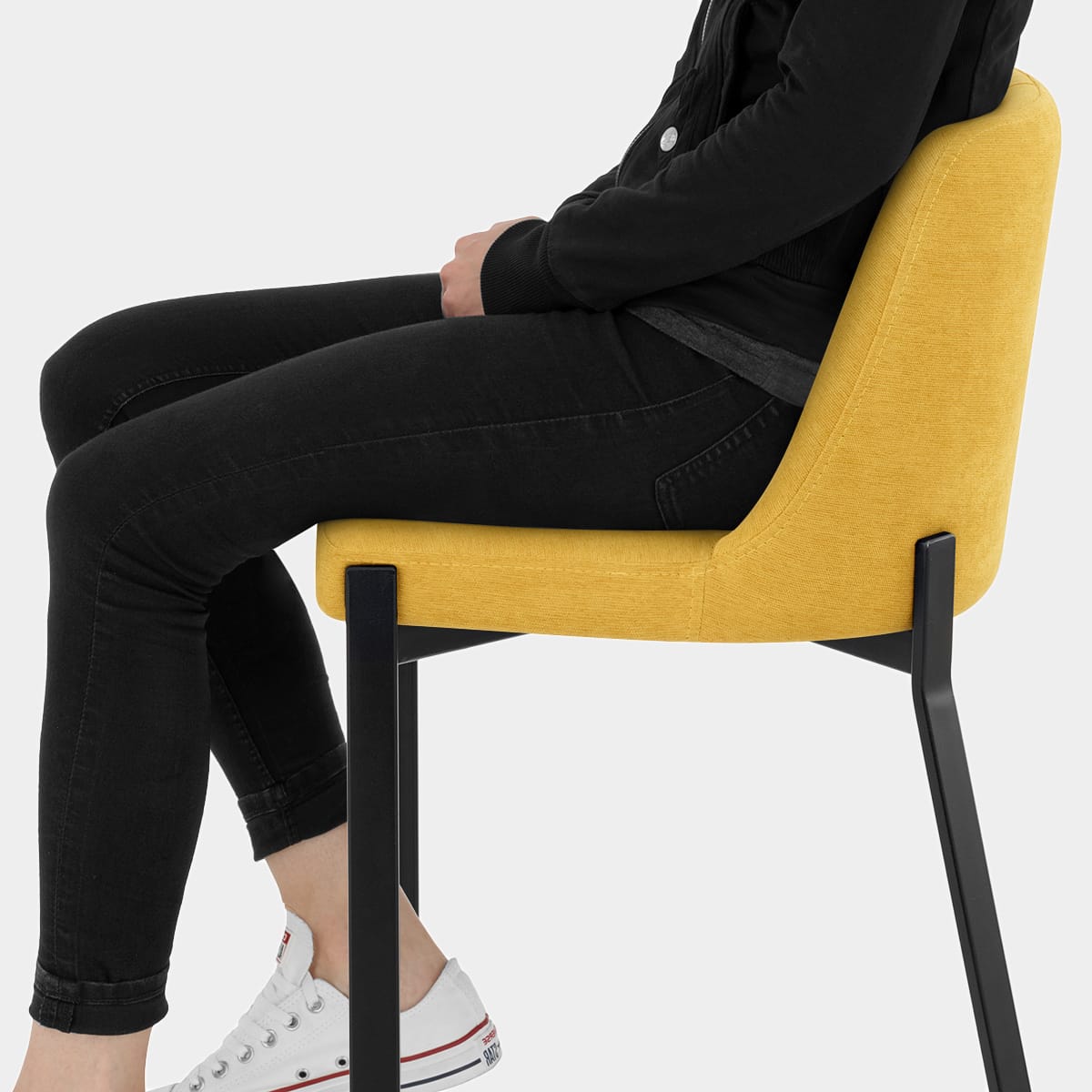 Aspen Bar Stool Yellow Fabric Seat Image