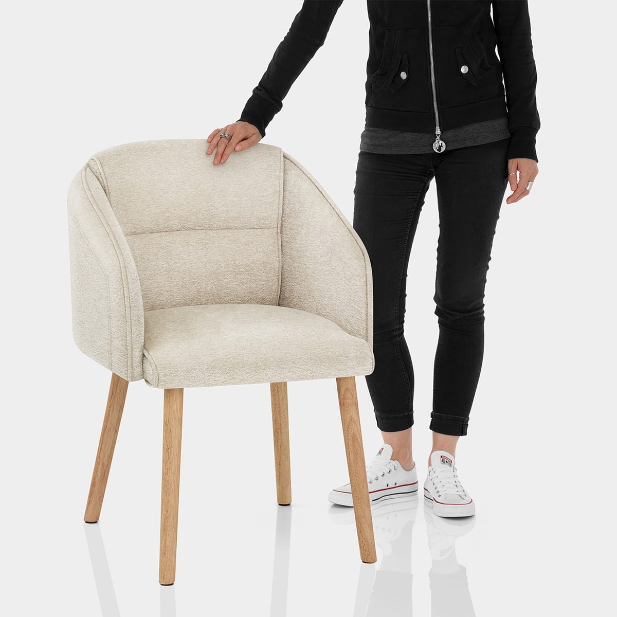 Asti Dining Chair Beige Fabric Features Image