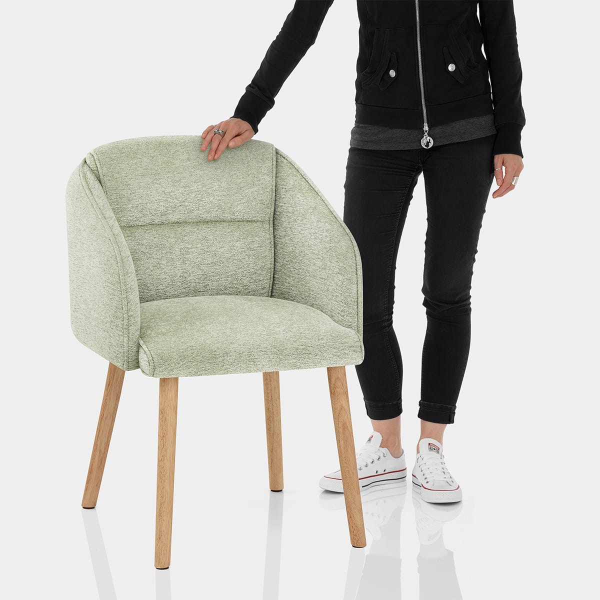 Asti Dining Chair Green Fabric Features Image