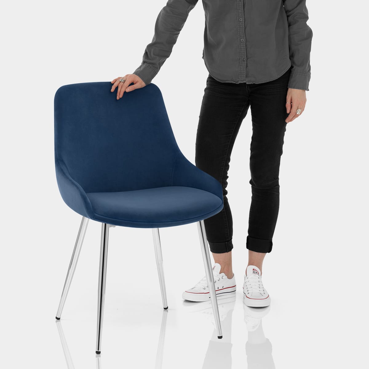 Aston Dining Chair Blue Velvet Features Image