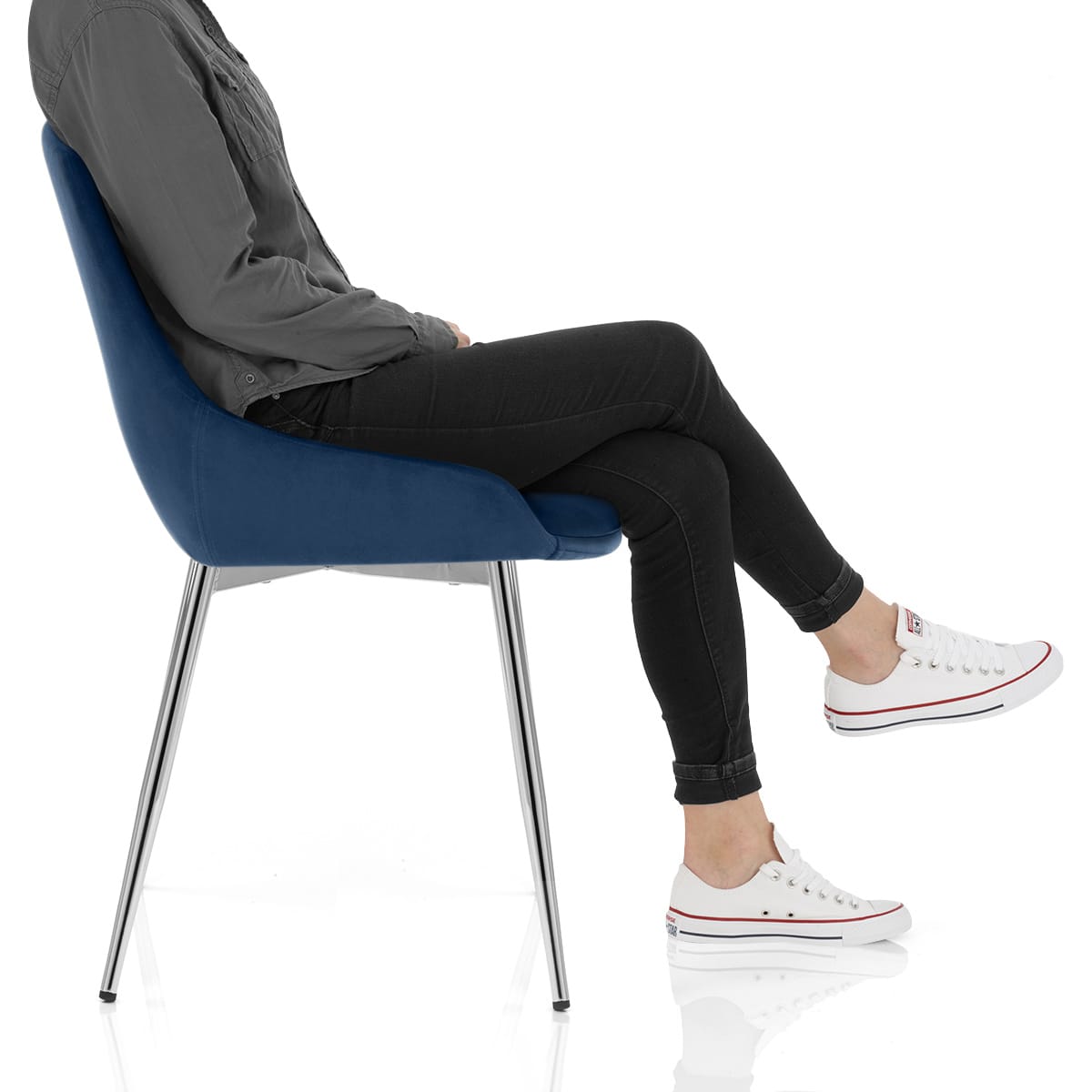 Aston Dining Chair Blue Velvet Frame Image