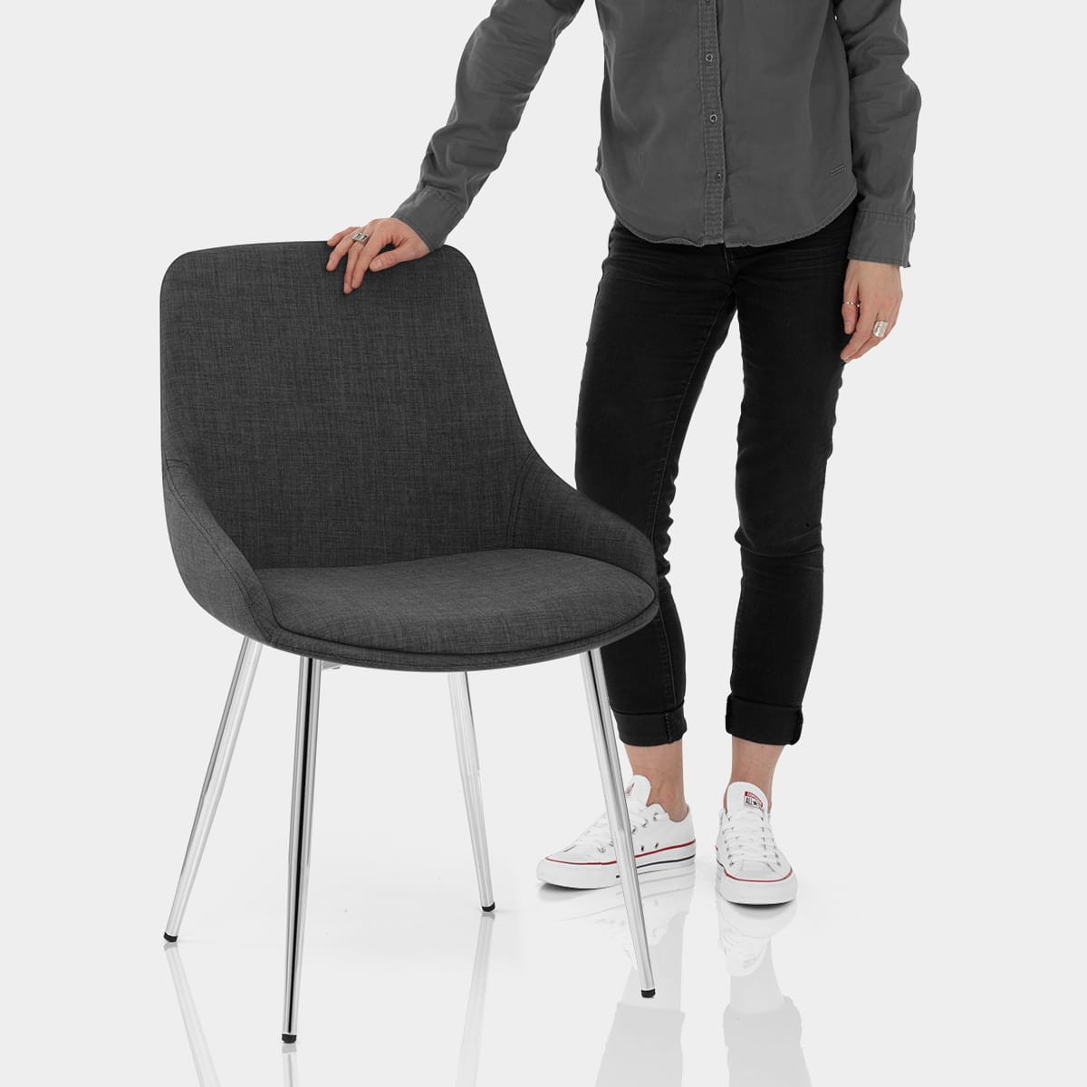 Aston Dining Chair Charcoal Fabric Features Image