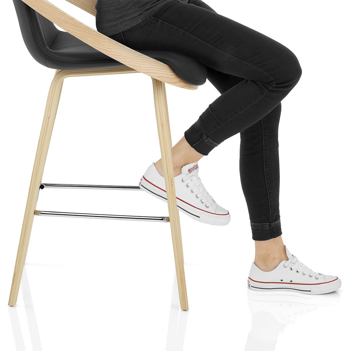 Atom Stool Oak & Black Frame Image