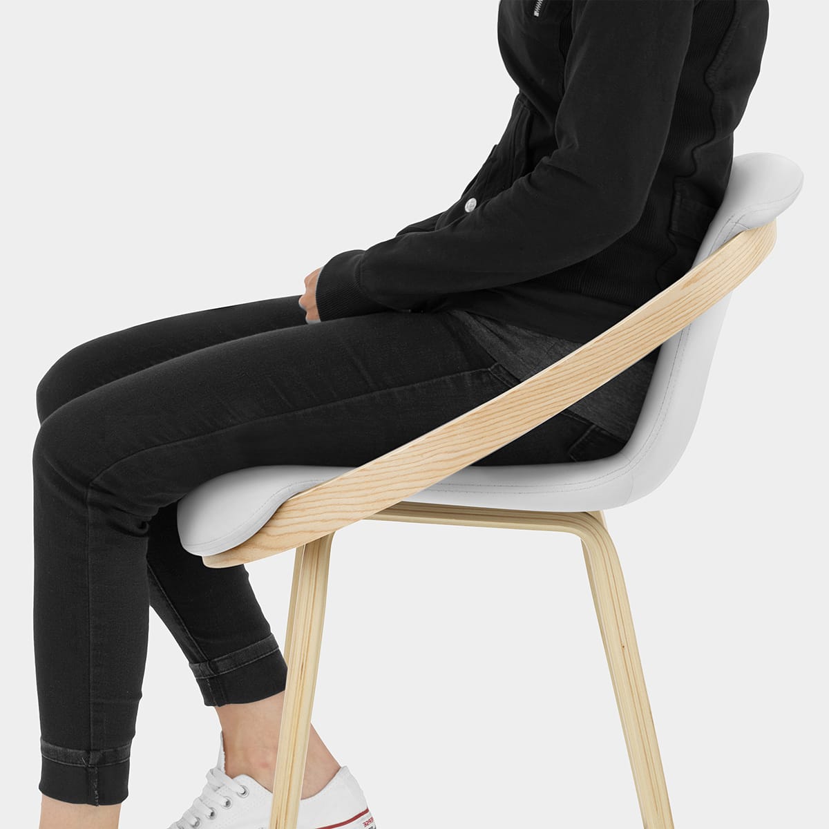 Atom Stool Oak & White Seat Image