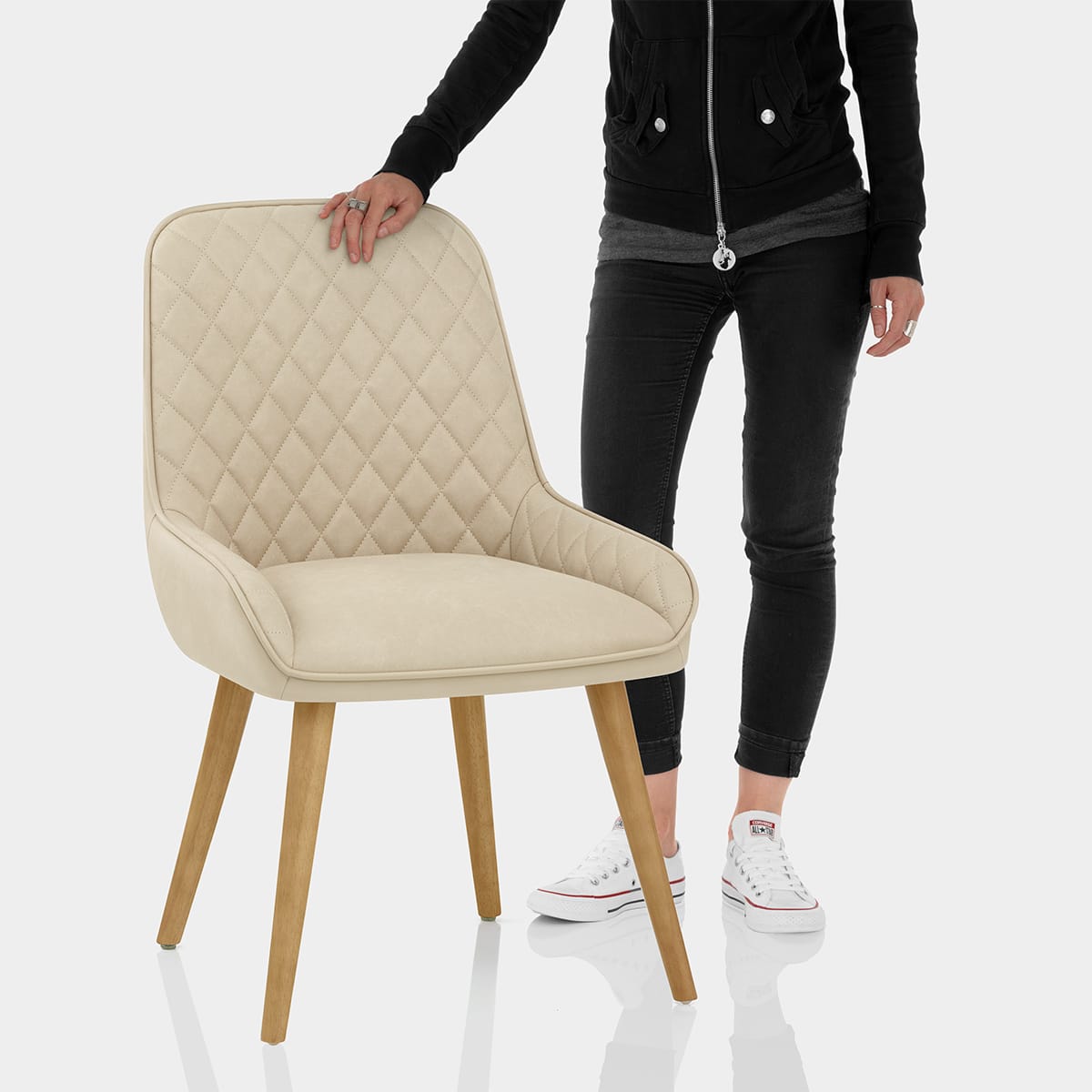 Azure Oak Dining Chair Beige Features Image