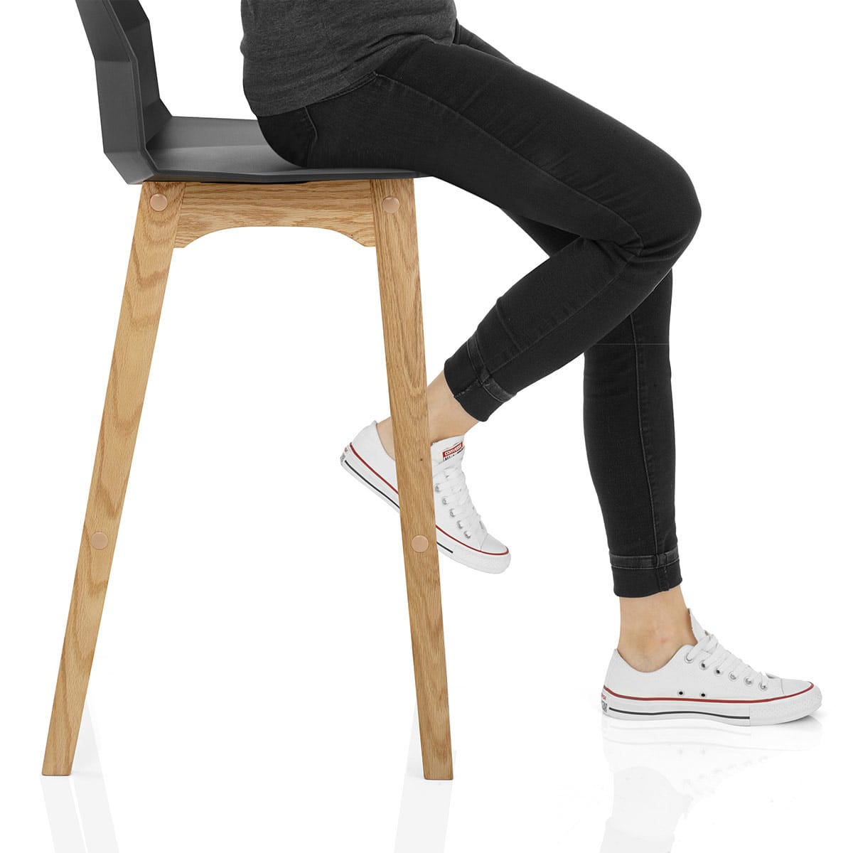 Bali Oak & Black Bar Stool Frame Image