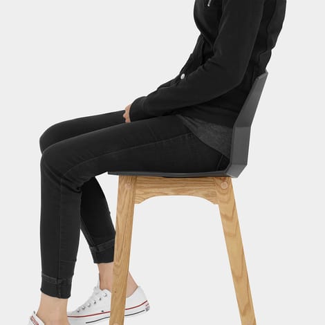 Bali Oak & Black Bar Stool Seat Image